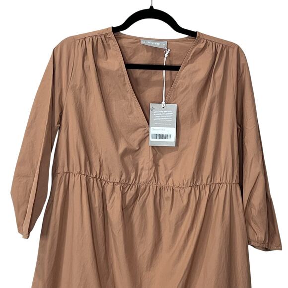 Everlane The Poplin Tiered Midi Dress Carmel Women's XS NWT V-Neck - Picture 8 of 10